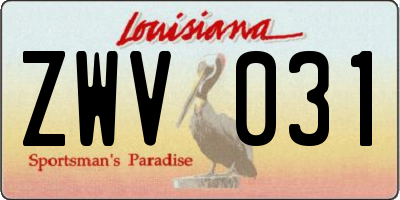 LA license plate ZWV031