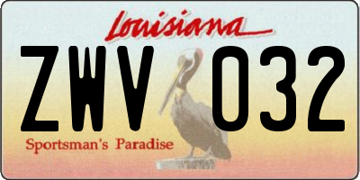 LA license plate ZWV032