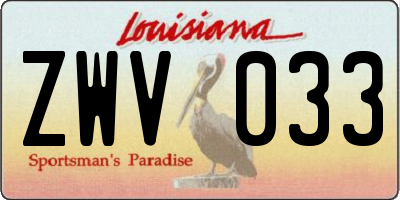 LA license plate ZWV033