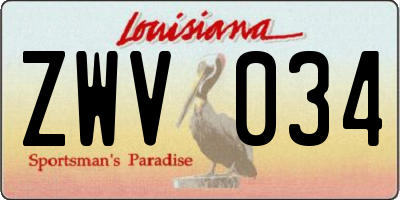 LA license plate ZWV034