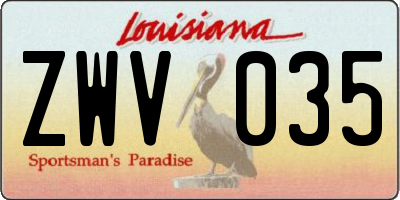 LA license plate ZWV035