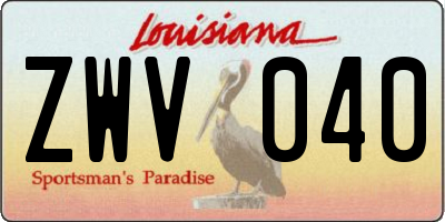 LA license plate ZWV040