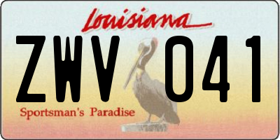 LA license plate ZWV041