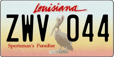 LA license plate ZWV044