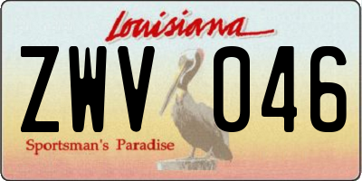 LA license plate ZWV046