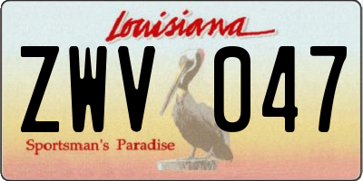 LA license plate ZWV047