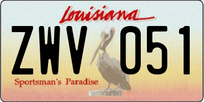 LA license plate ZWV051