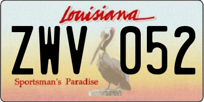 LA license plate ZWV052