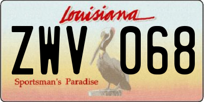 LA license plate ZWV068