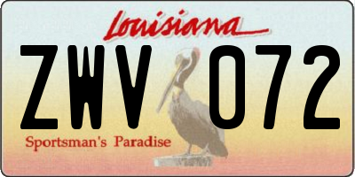 LA license plate ZWV072