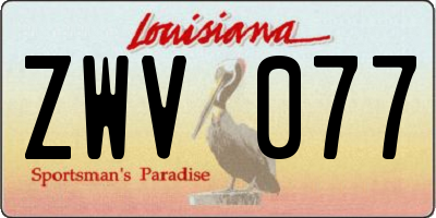 LA license plate ZWV077