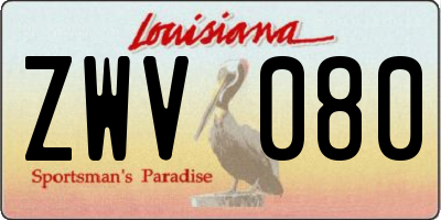 LA license plate ZWV080