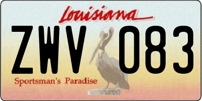 LA license plate ZWV083