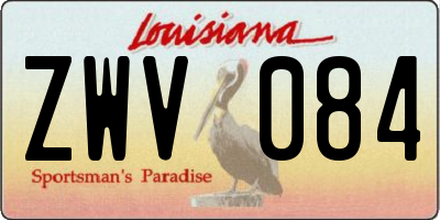 LA license plate ZWV084