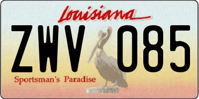 LA license plate ZWV085