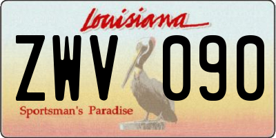LA license plate ZWV090