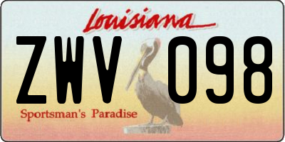 LA license plate ZWV098