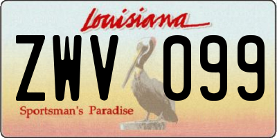 LA license plate ZWV099