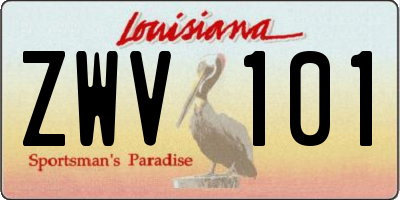 LA license plate ZWV101