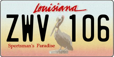 LA license plate ZWV106