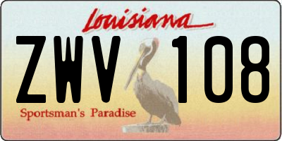 LA license plate ZWV108