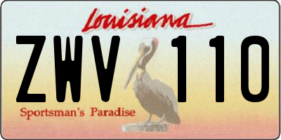 LA license plate ZWV110
