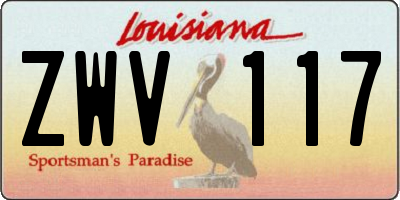 LA license plate ZWV117