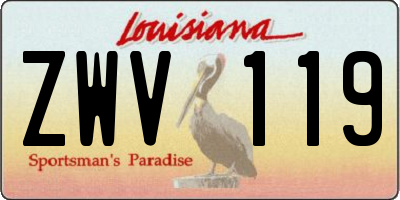 LA license plate ZWV119