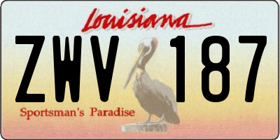 LA license plate ZWV187