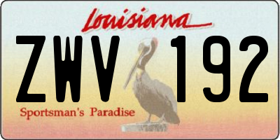 LA license plate ZWV192