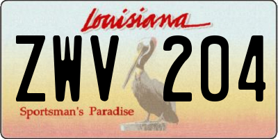 LA license plate ZWV204