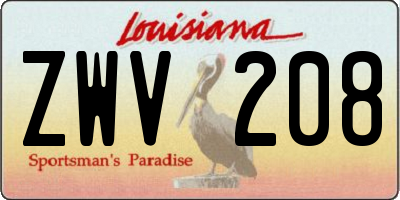 LA license plate ZWV208