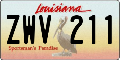 LA license plate ZWV211