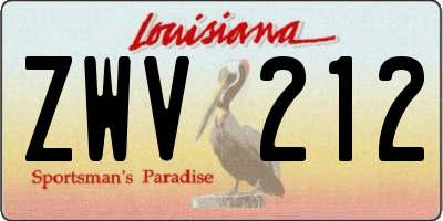 LA license plate ZWV212