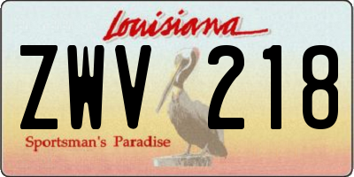 LA license plate ZWV218