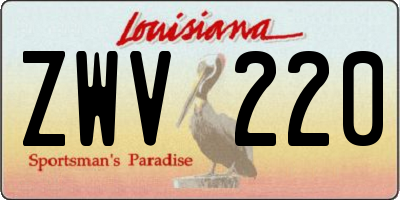 LA license plate ZWV220