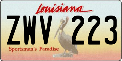 LA license plate ZWV223