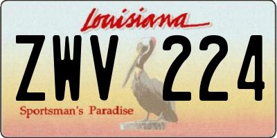 LA license plate ZWV224