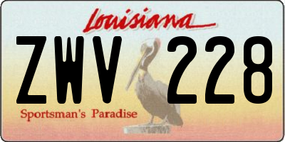 LA license plate ZWV228