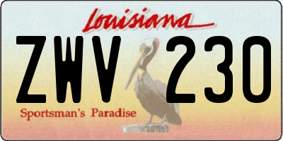 LA license plate ZWV230