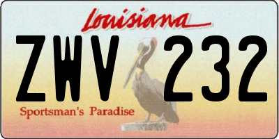 LA license plate ZWV232