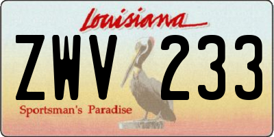 LA license plate ZWV233