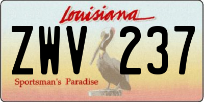 LA license plate ZWV237