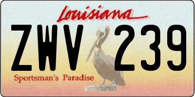 LA license plate ZWV239