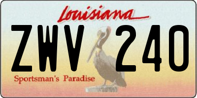 LA license plate ZWV240