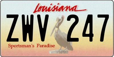 LA license plate ZWV247