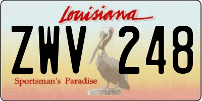 LA license plate ZWV248