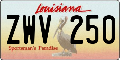 LA license plate ZWV250