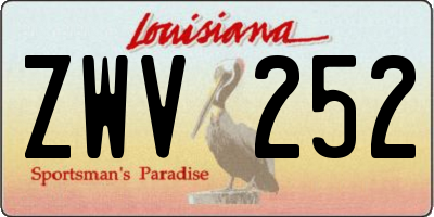 LA license plate ZWV252