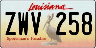 LA license plate ZWV258